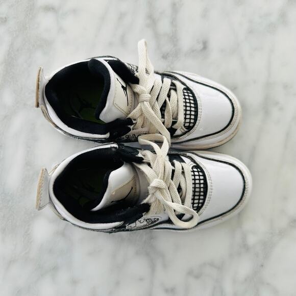 Nike Air Jordan Retro 4 SE PS DIY Kids 12 Child Mid Dunk Black White #DC4100 - Picture 2 of 7